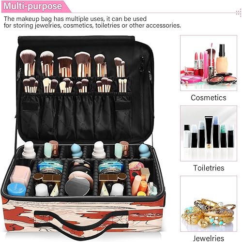 Miniatura 5 de Zathe Painting Red Flower cosmetic bag with handles bag travel toiletry opening makeup bag makeup storage organizer bolso para cosmeticos for women