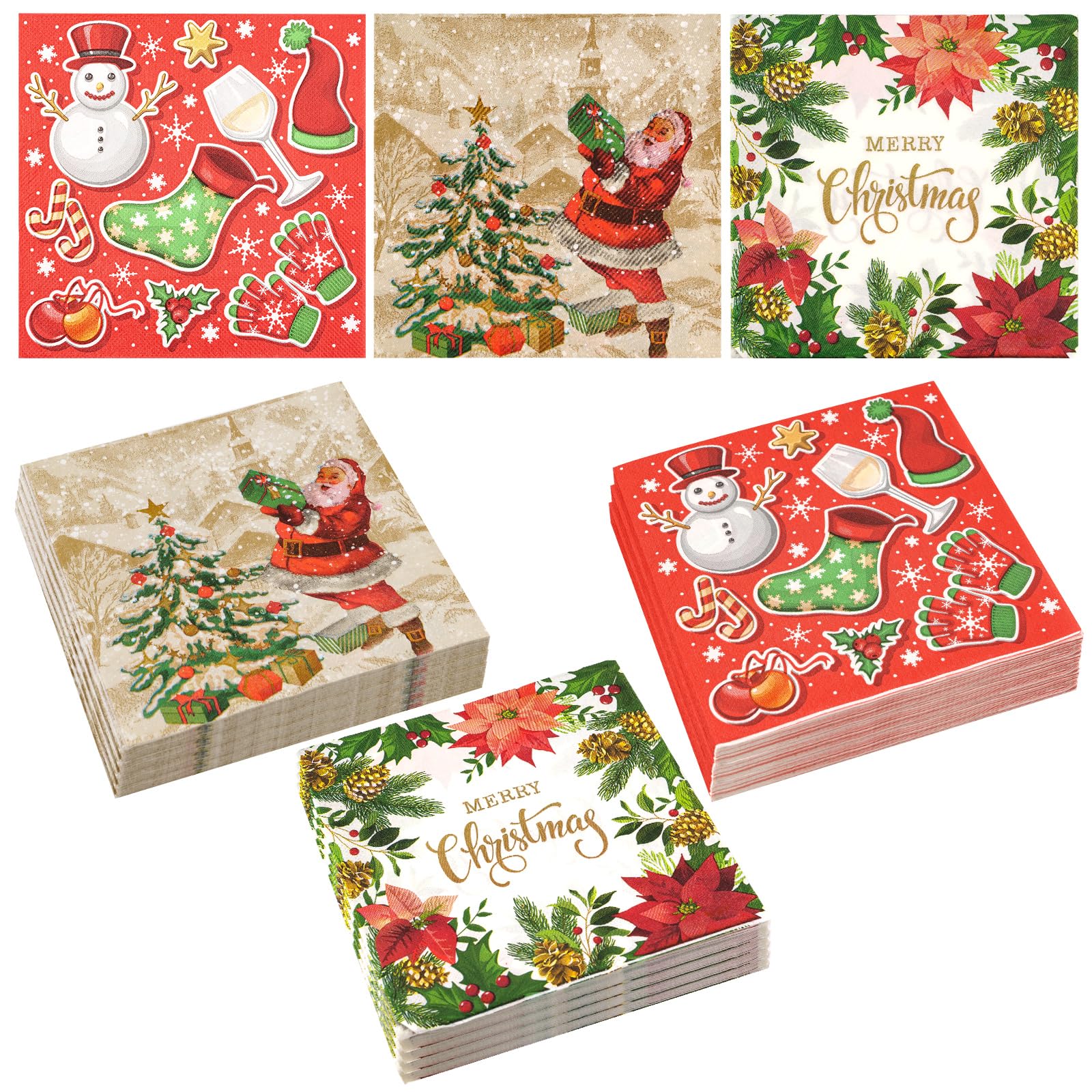60 Pack Christmas Napkins Disposable Xmas Party Paper Napkins โ image 1
