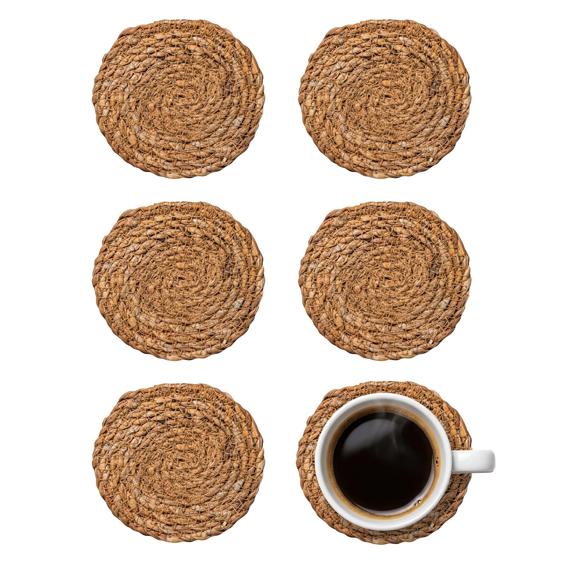 Argon Tableware Woven Typha Coasters - Pack Of 6