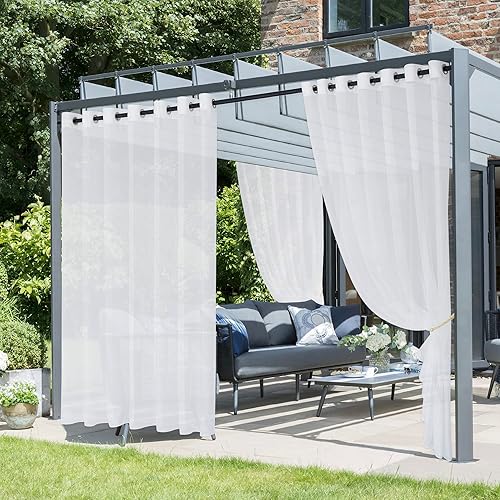 NICETOWN 2 paneles de cortinas traslúcidas para patio, impermeables, de 96 pulgadas de largo, con pestaña superior, para interiores y exteriores,
