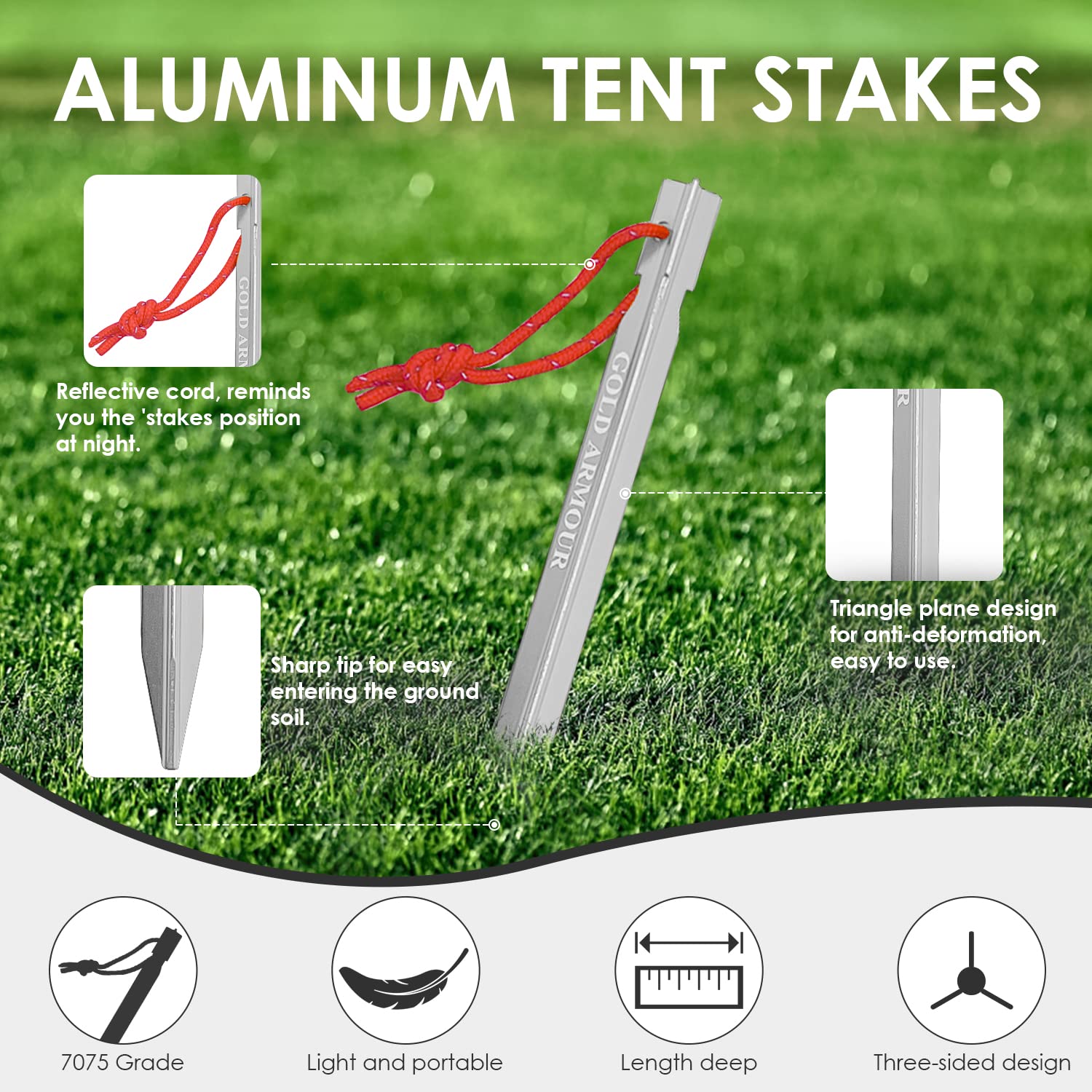 Gold Armour Tent Stakes - 12 Pack -2