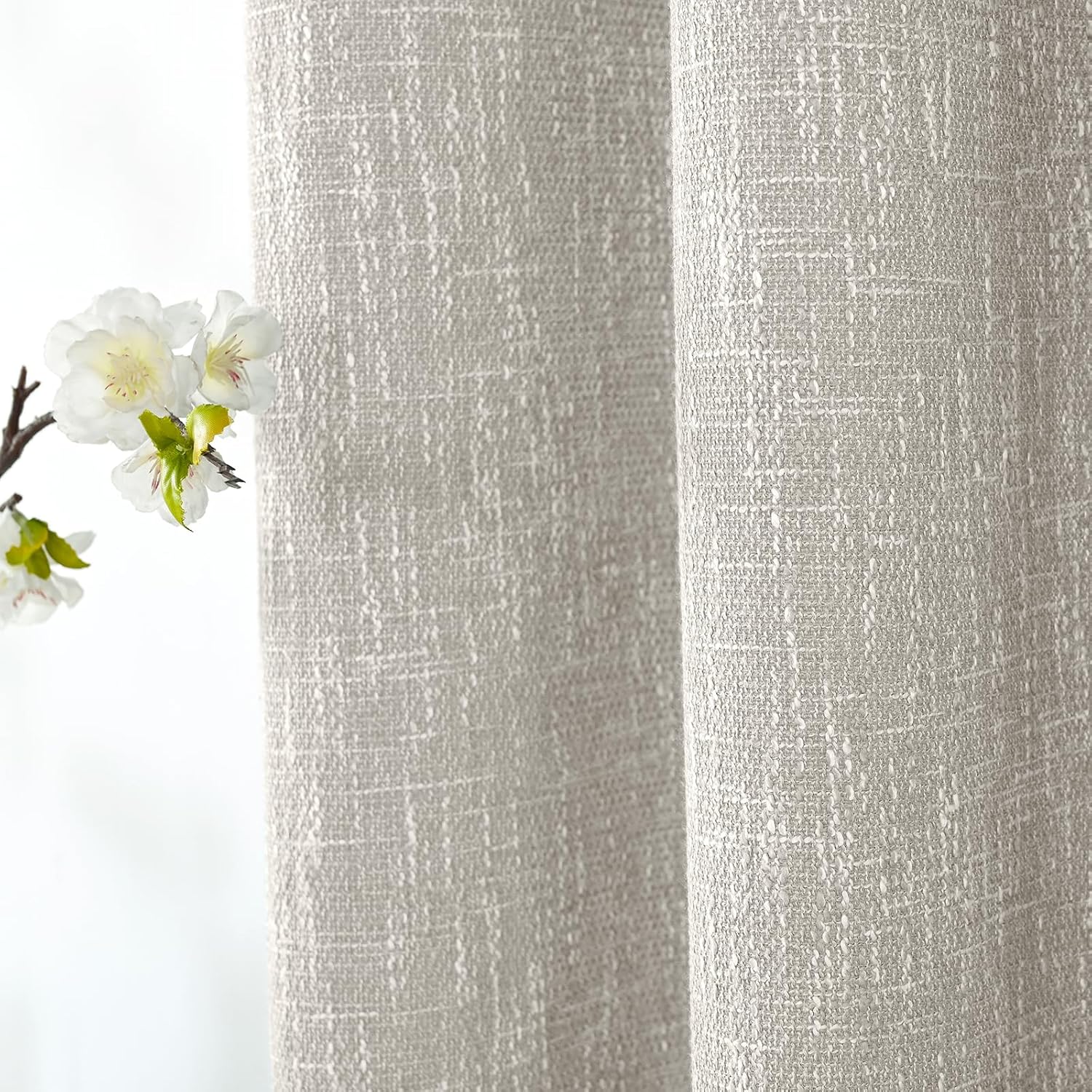 Burlap Linen Farmhouse Curtains 84 inch Length 2 Panels for Living Room Textured Thick Light Filtering Privacy Window Curtain Drapes with Grommet for Bedroom 7ft (52x84 Beige)