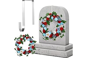 Memorial Day Wreath for Graves - Yinkin Patriotic Artificial Wreath with Hanger