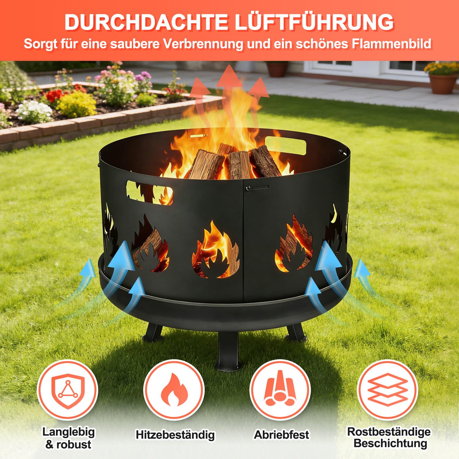 Ochrona przed iskrami do paleniska, regulowana Ø 55–60 cm, czarna