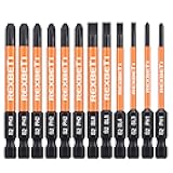 12 Piece Slotted Phillips Screwdriver Bit Set, 1/4 Inch Hex Shank S2 Steel Magnetic 3 Inch Long Drill Bits