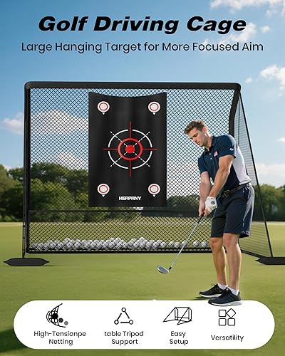 Miniatura 2 de Red de práctica de golf, redes de golf resistentes de 10 x 7 pies para entrenamiento en interiores y exteriores, redes de golpeo portátiles con