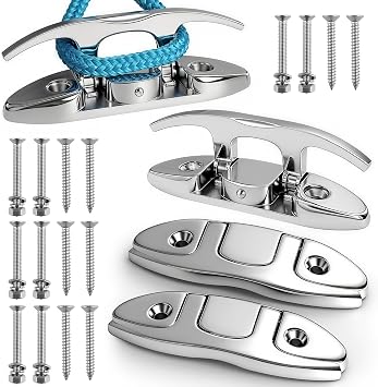 316 Stainless Steel Boat Folding Cleats 4-3/4 inch and 6 inch 2 Size, Flip up Dock Cleat for Deck and Boat, Boat Cleat Rope Cleat Dock Cleats Folding Cleats with Fasteners 2 Pack,4 Pack