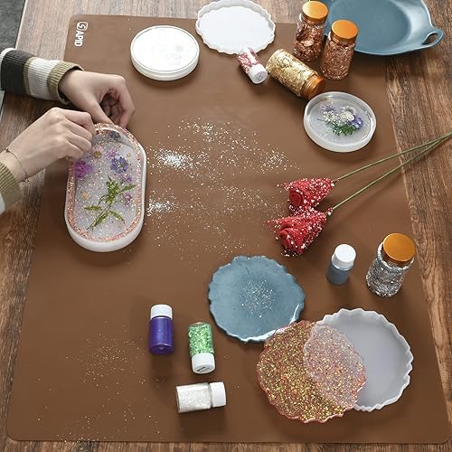 Vista 23 de Sapid Hoja de silicona extra grande para manualidades, alfombrillas de silicona gruesa para joyería, alfombrilla de silicona antideslizante para Azul