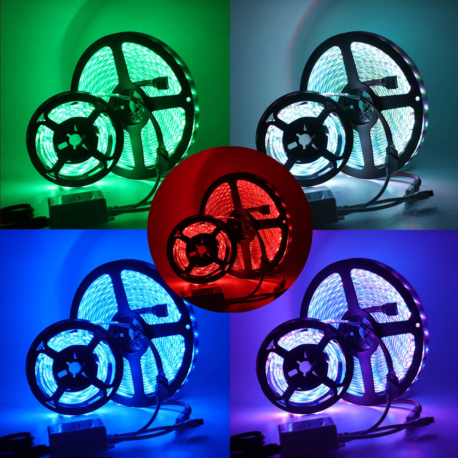 XUNATA 12V Tiras LED RGB 5050 SMD Para TV Tira de Luces LED Kit Completo con control remoto de 44 teclas- (20m 1200 LEDs) No impermeable