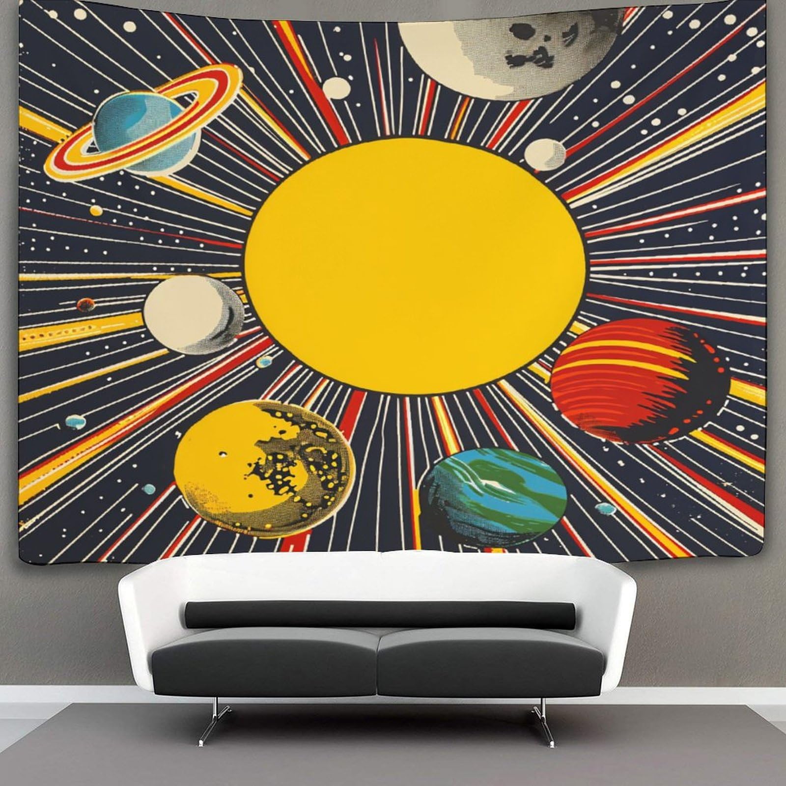 CTAMM Cartoon Planets Tapestry Solar System Tapestry Wall Hanging Tapestries for Bedroom Living Room Apartment Dorm Decorations Wall Art Decor 100cmx150cm