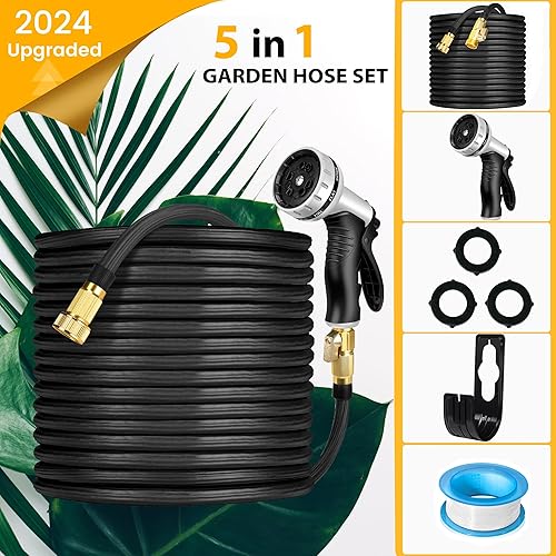 Miniatura 5 de Manguera de jardín expandible de 50 pies, manguera de agua flexible y ligera con boquilla de pulverización de 10 funciones y soporte, tubo de agua