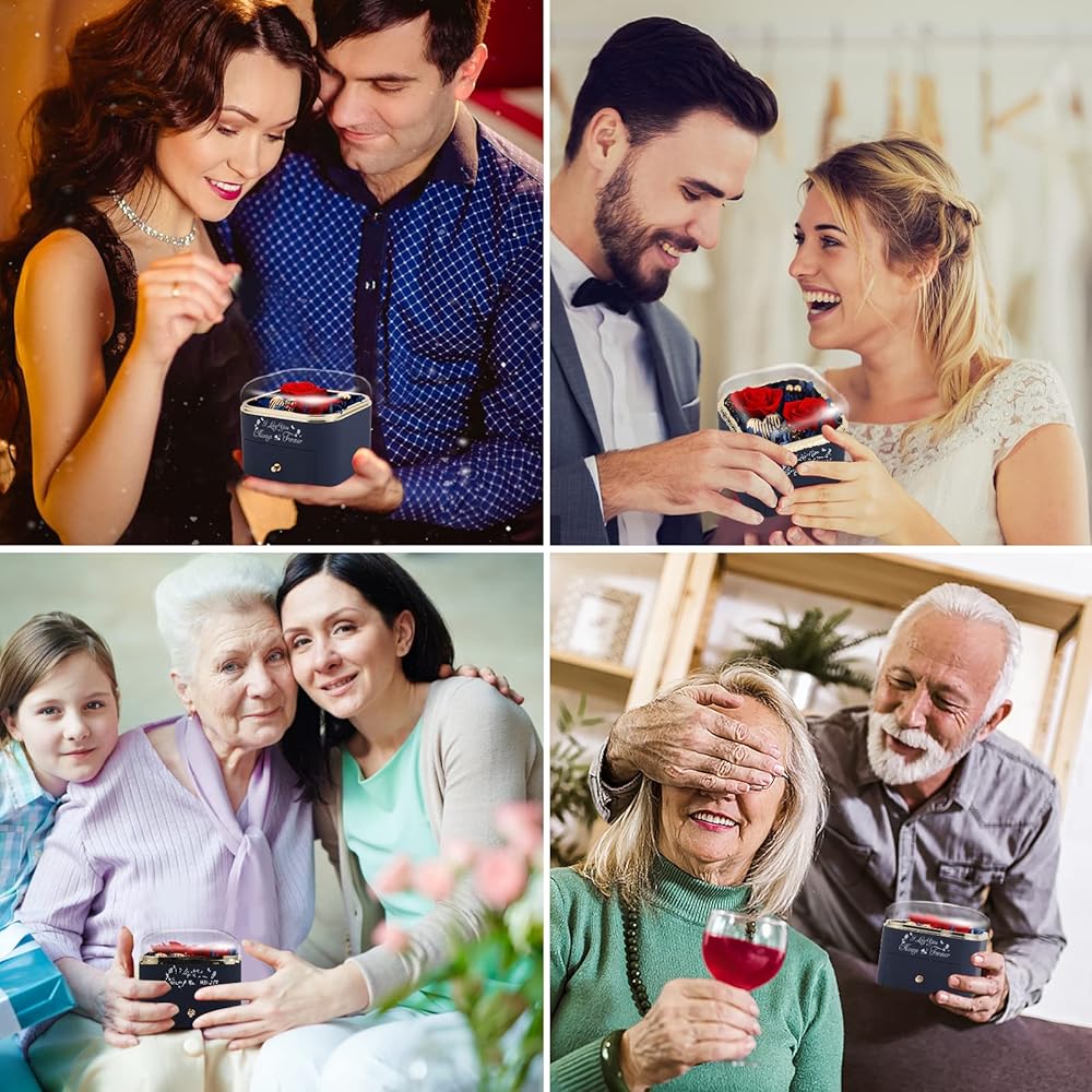 Fleur Éternelle JEWELRY CASE MINI BLUE Amazon.com: Blue Rose Box with Crystal Necklace - Real