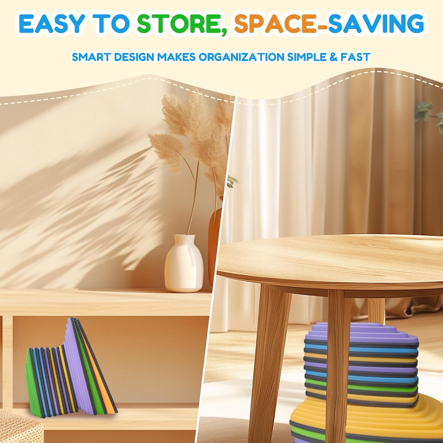 Kids Balance Stepping Stones Multicolor Triangular 10PCS Non-Slip Toddler Stepping Stones for Balance Coordination Ages 3-8 Years - Image 8