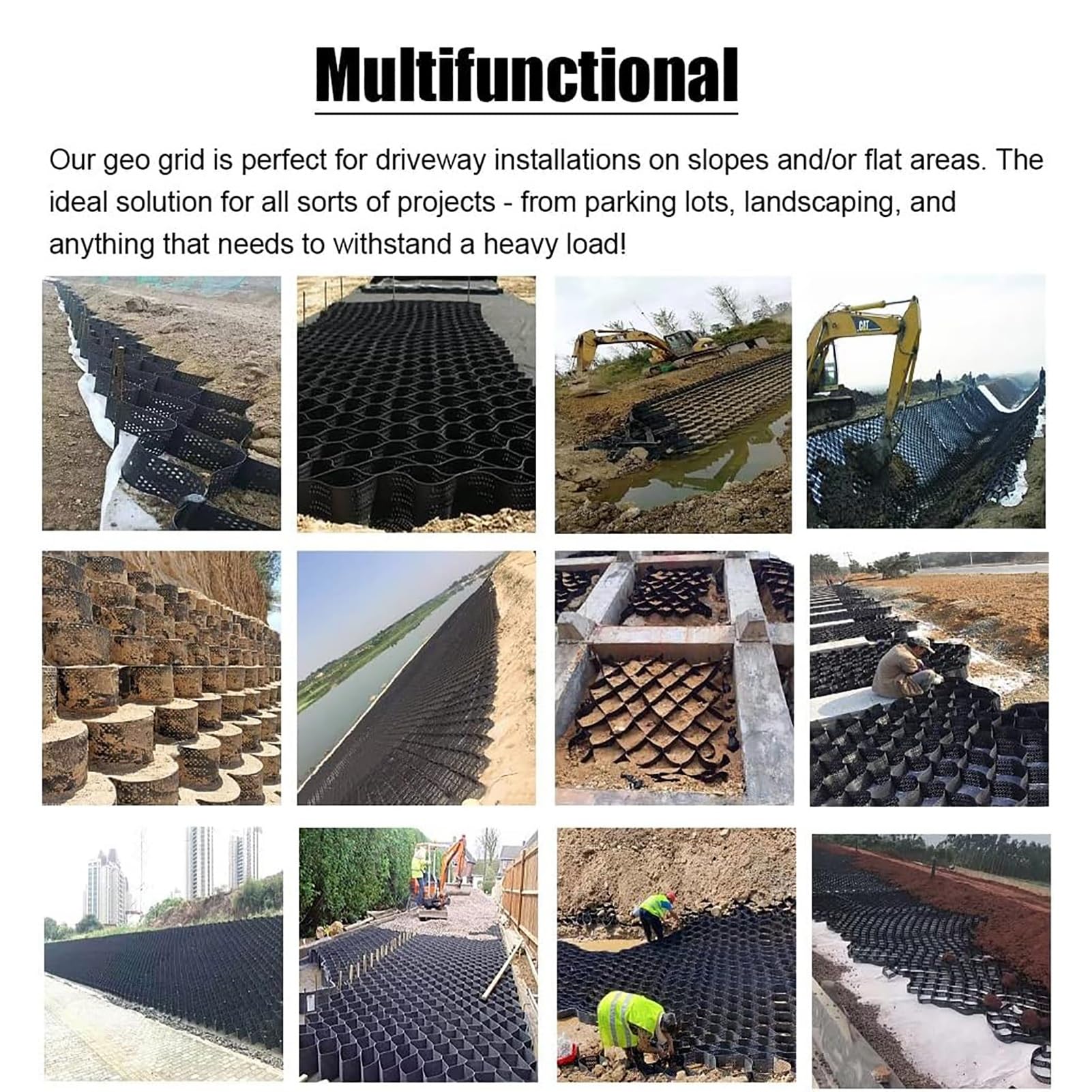 Genérico Pavimento de Grava Antideslizante de 3 x 3 Metros (10 pies x 10 pies) para Pendientes, Jardines y senderos. Fácil de Cortar, con Orificios de Drenaje. Duradero y Resistente a la deformación.