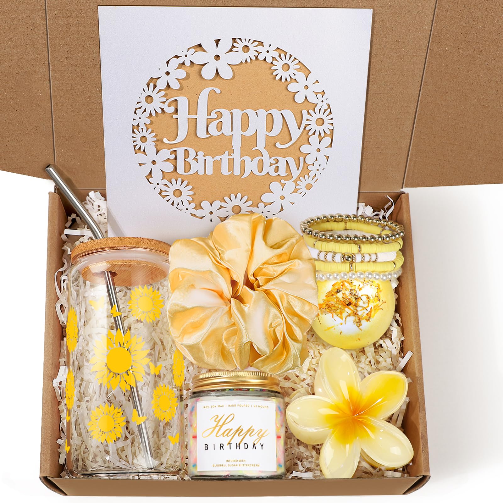 iAOVUEBY Birthday Gifts for Women, Her, Teen Girl Gifts, Happy Birthday Gift Box for Girl, Women, Sister, Daughter, Friend, Friendship, Cute Sunflower