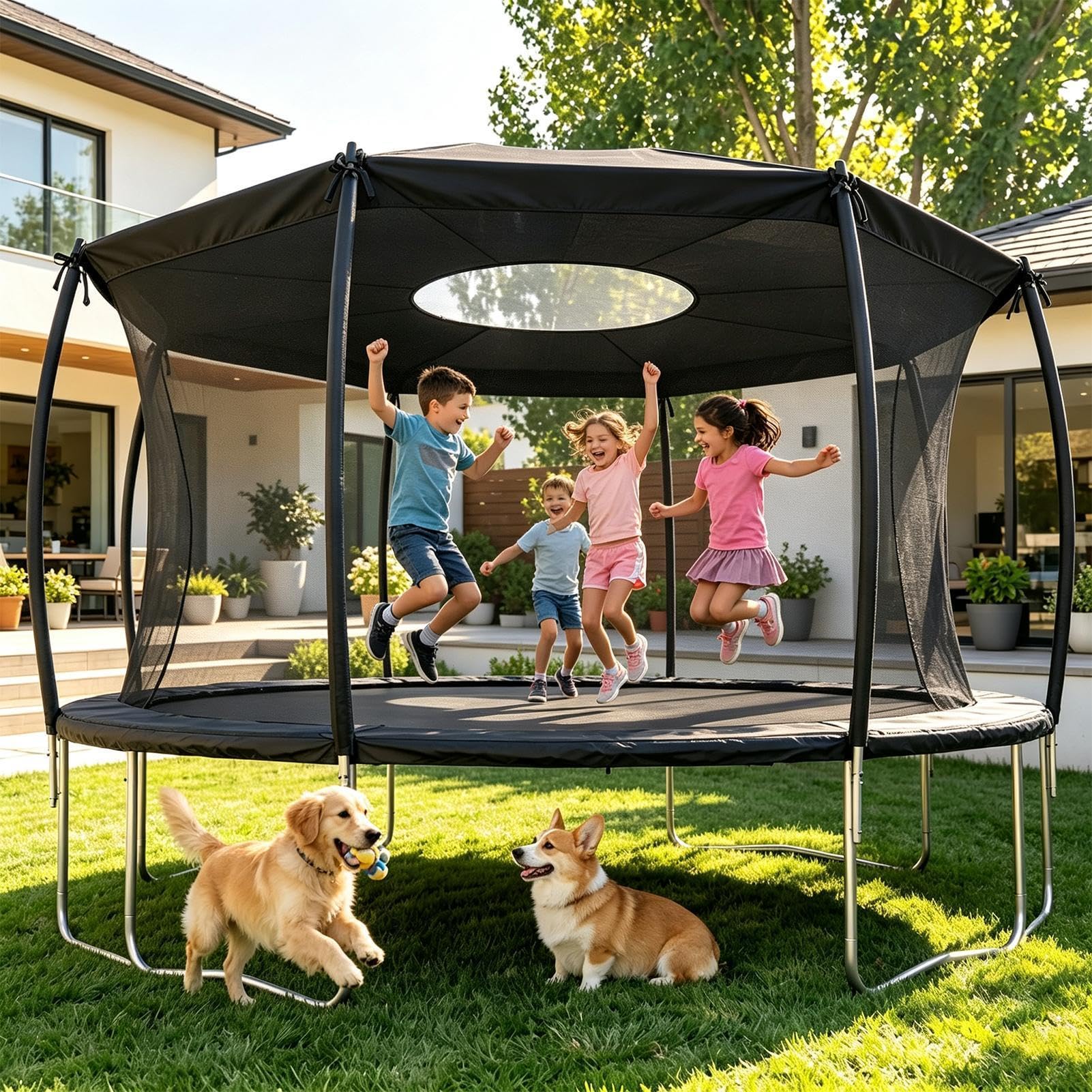 Genérico Toldo para Cama Elástica Cubierta Impermeable con Protección Solar