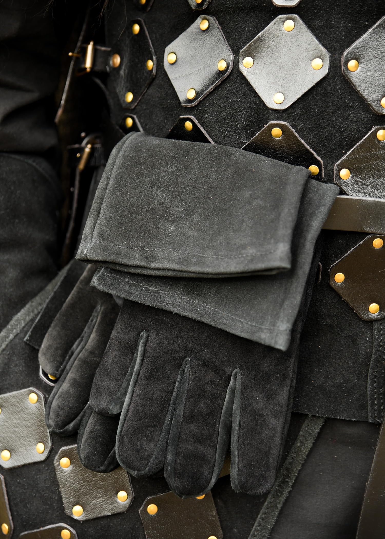 Battle-Merchant Stulpenhandschuh aus Wildleder, Schwarz, Größe L (9) | Fechthandschuhe, Ritterhandschuhe, Mittelalter, LARP, Reenactment, Schaukampf, Fantasy Cosplay
