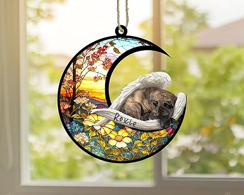 Miniatura 499 de Chow Chow Dog Memorial Suncatcher, adorno de Navidad Chow Chow con nombre, atrapador de pérdida de mascotas, regalos para los amantes de los perros