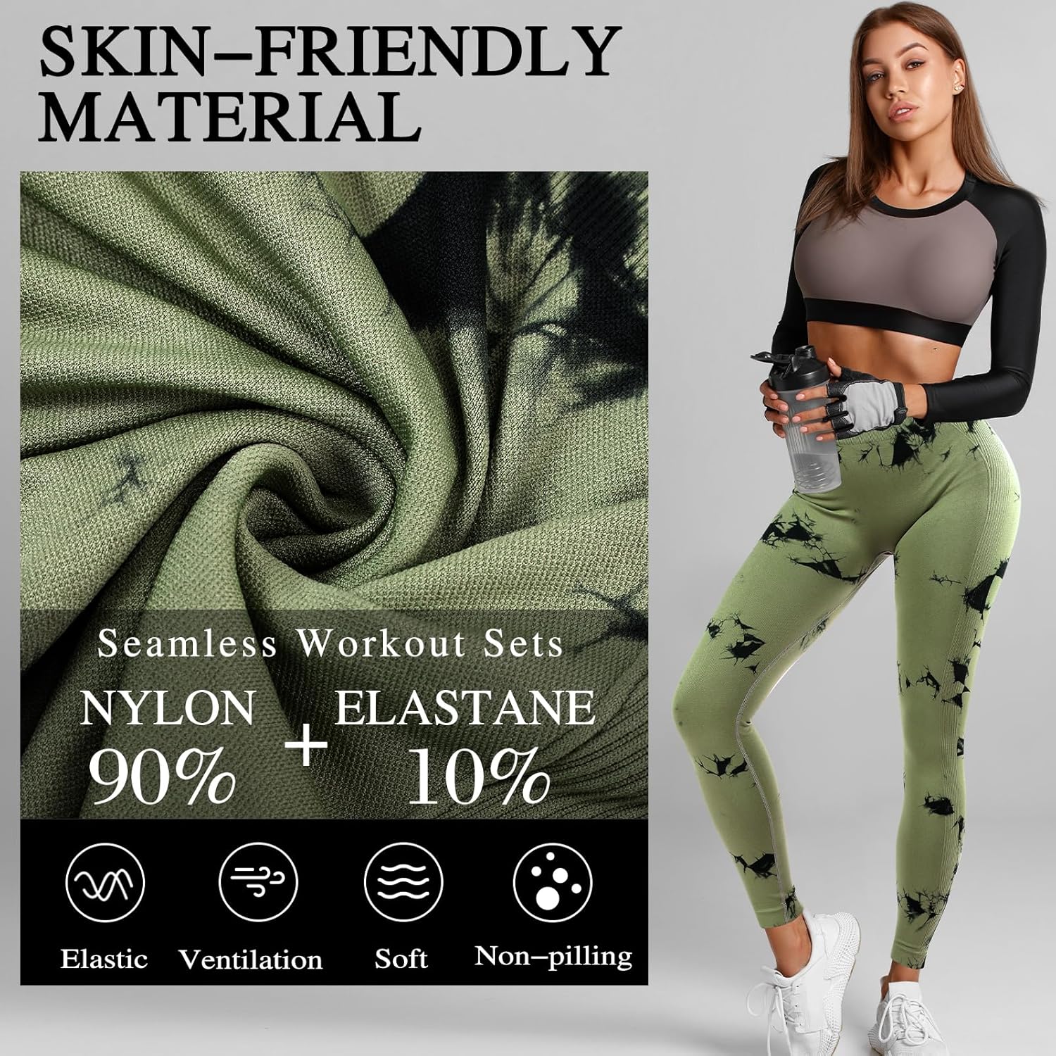 4 Pcs Womens Workout Leggings Tie Dye High Waisted Yoga Pants Seamless Scrunch Butt Lifting Compression Tights - Image 6