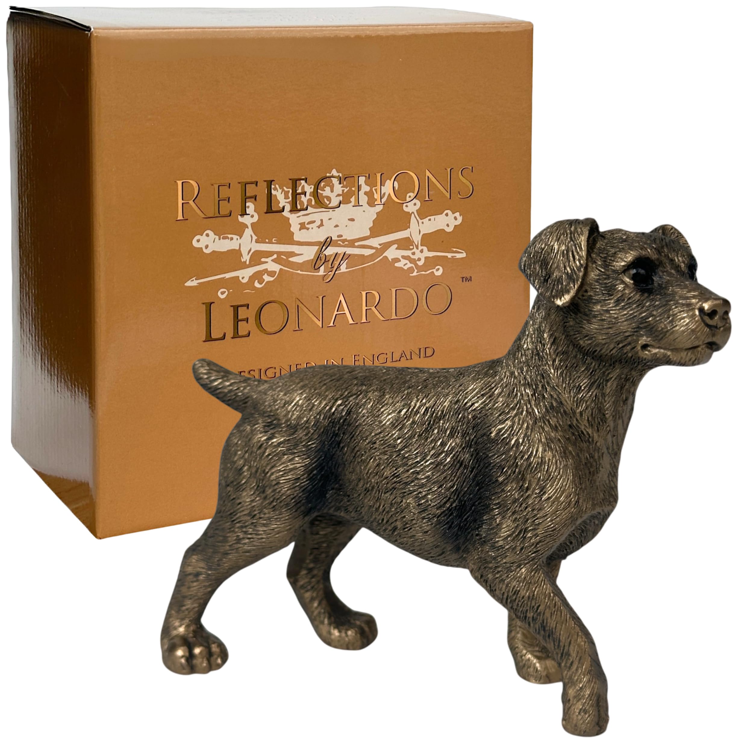 Animal Crackers Bronze Jack Russell Terrier Dog Figurine From The Leonardo Reflections D Range, In Gold Gift Box.