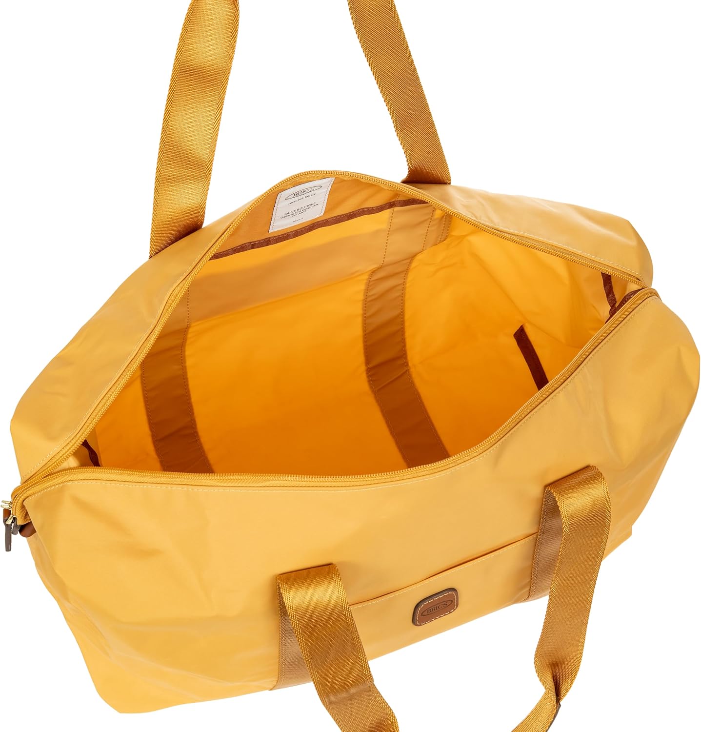 Bric’s X-Bag/X-Travel 2.0 Overnight Weekender Duffel, Water-Resistant Folding Carry-On with Leather Trim, Removable Shoulder Strap and Pass-Through Sleeve - Mini Bag Included – 18 Inch, Honey