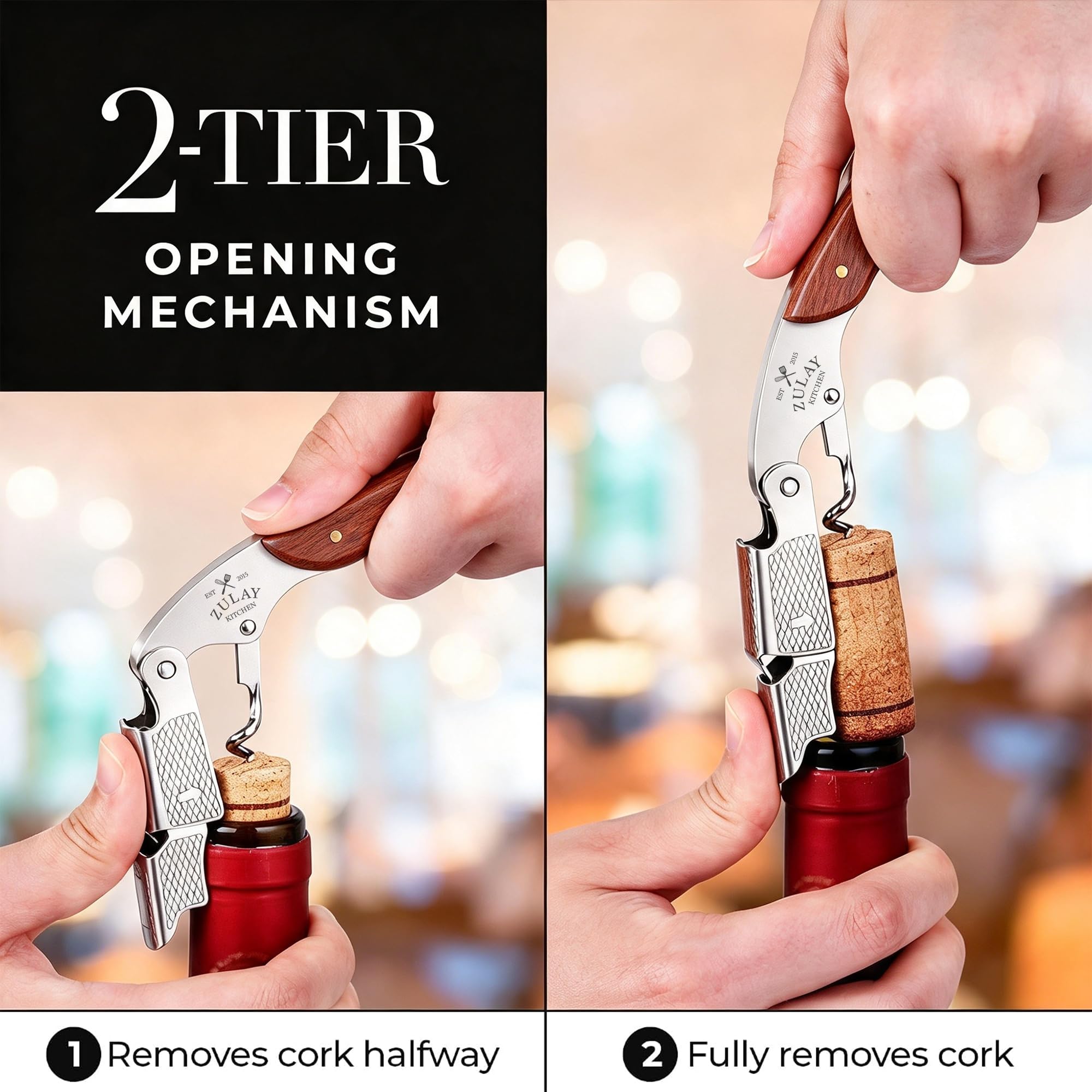 Zulay Kitchen Corkscrew: Premium Wine Opener -2