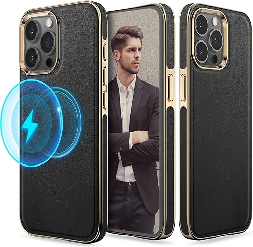 Miniatura 1 de LOHASIC Diseñada para iPhone 15 Pro Max, funda de cuero de lujo clásica suave con forro de microfibra, fundas protectoras para teléfono compatibles