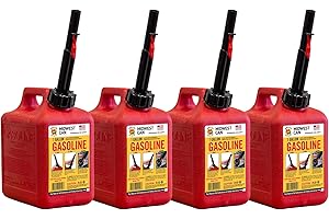 Midwest Can Company 1 Gallon Gas Can Fuel Container Jugs w/ Spout (4 Pack)