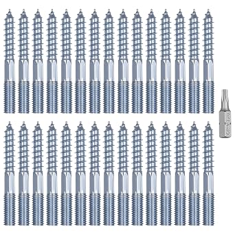Pack of 30 hanger bolts M8 x 60 mm Torx hanger bolt threaded rod double threaded screws for wood connections double-sided dowel screws wall mounting with Torx bit M8 x 60 mm 30 pieces