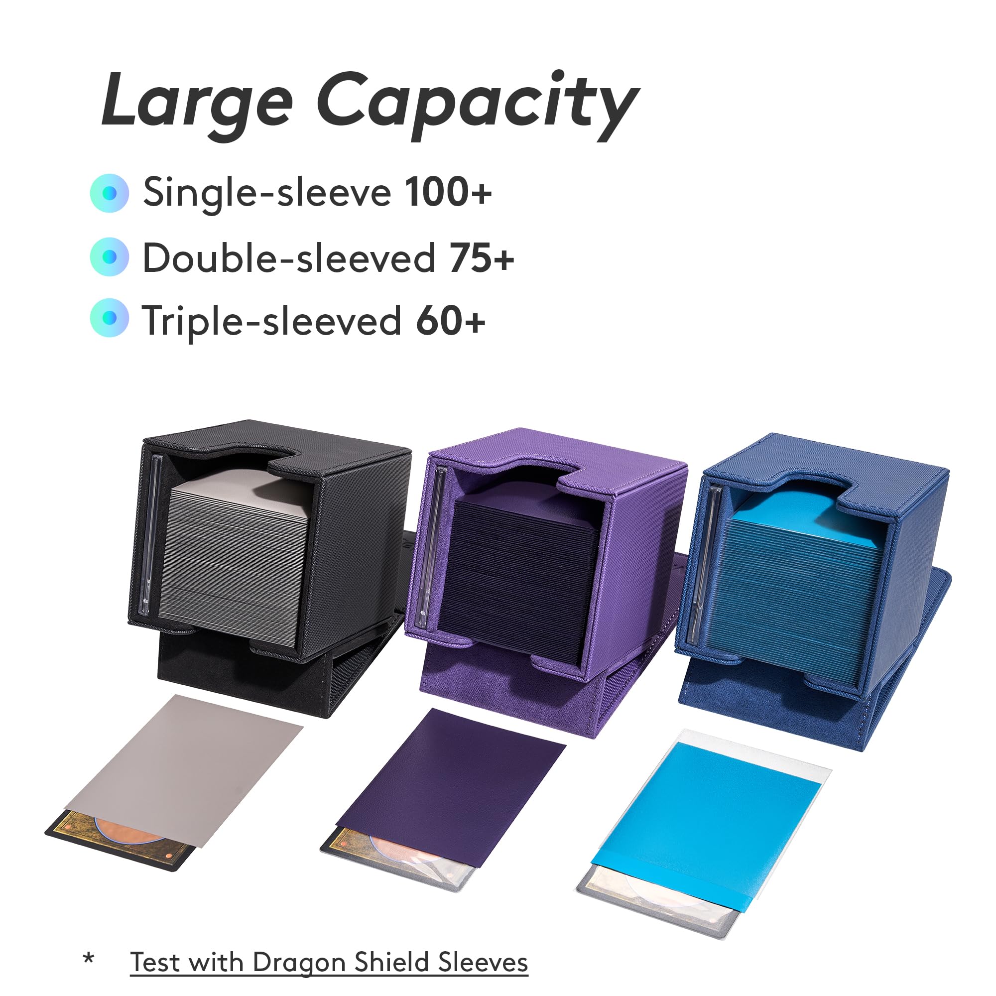 Mage Tech Commander Deck Box Lite - Card Display with Mini Snap Card Holder & Removable Cover, Fits 100+ Single-Sleeved Cards, Ideal for MTG, PTCG, OPCG, SWU & More (Black)