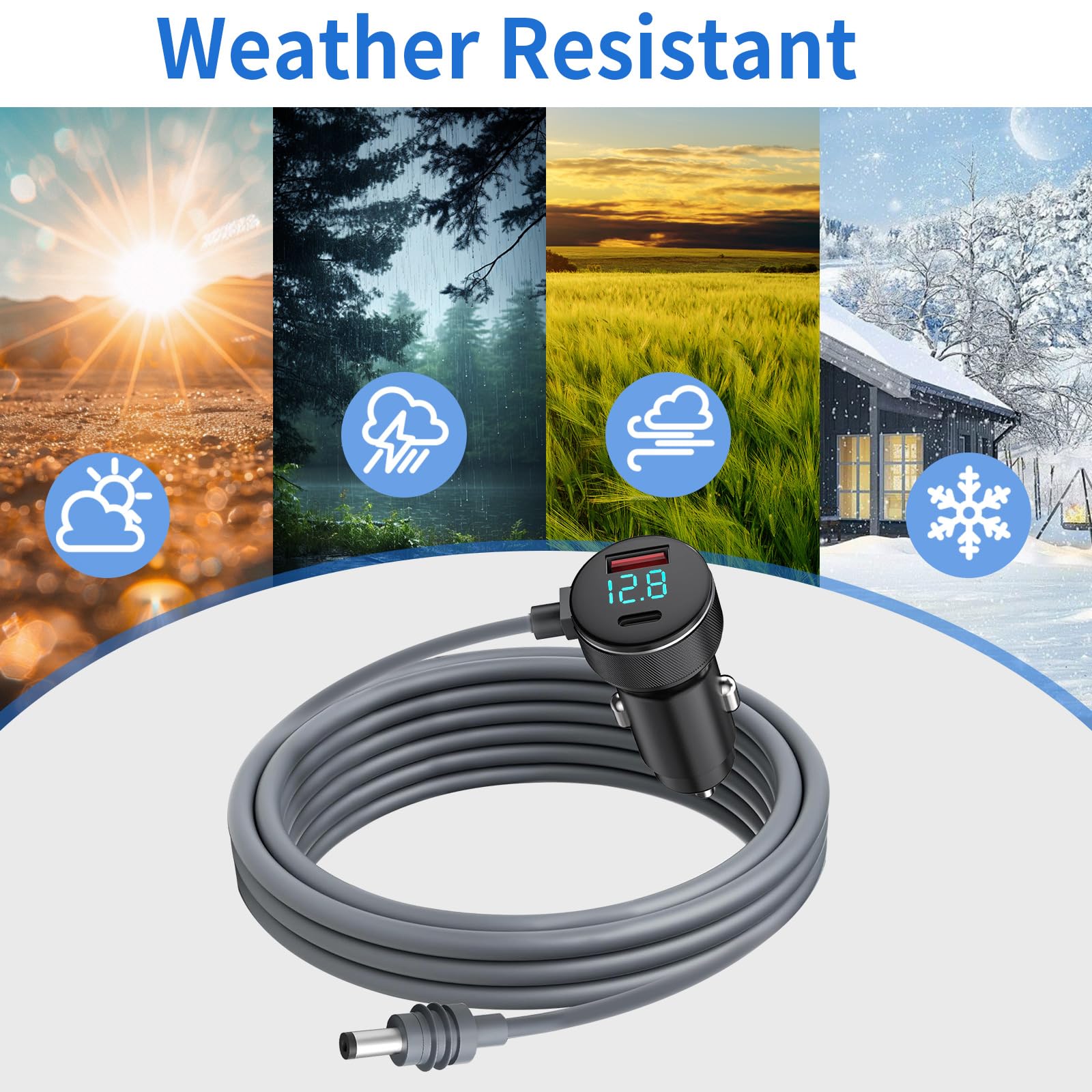 Starlink Mini DC Cable de alimentación para automóvil 3 m/10FT Pantalla digital DC Cable de alimentación impermeable para automóvil 18AWG Starlink Satellite DC Fuente de alimentación