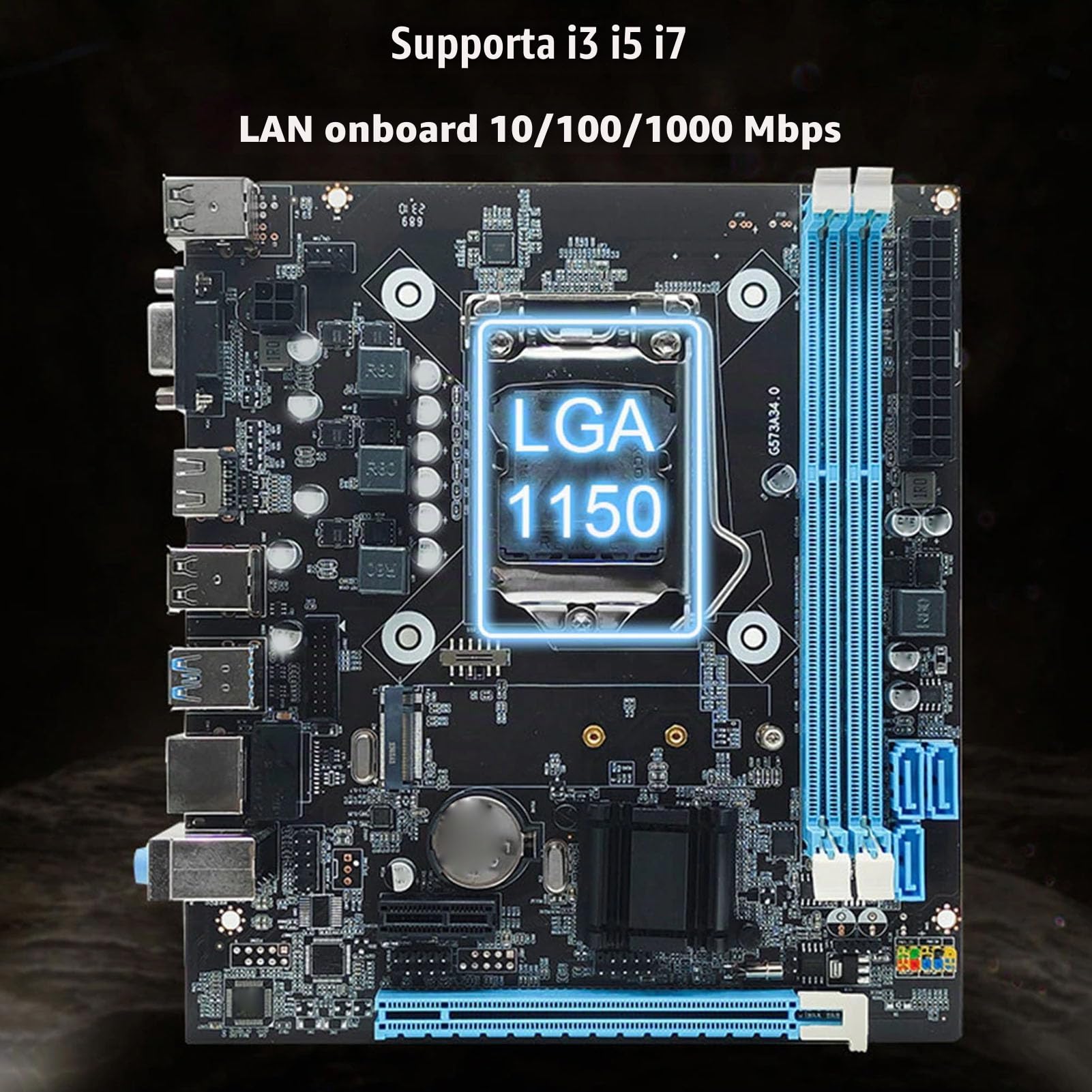 Elprico Scheda Madre Gaming H81 Dual Channel DDR3, M.2 NVMe, NGFF,6Gb/s Slot PCIe LGA 1150 Micro ATX Scheda Madre PC per con Interfaccia M.2 Ad Alta velocità, Interfacce I, O e
