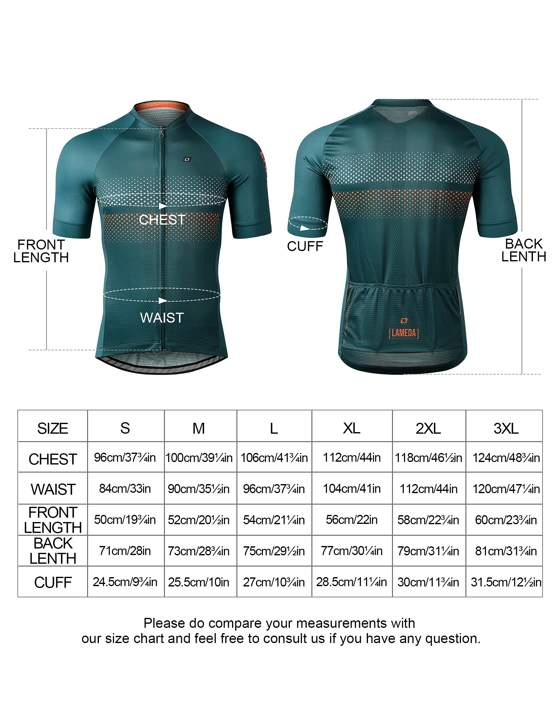 LAMEDA Maillots De Cyclisme Homme à Manches Courtes Maillot Velo Route Homme Respirant Séchage Rapide Adult