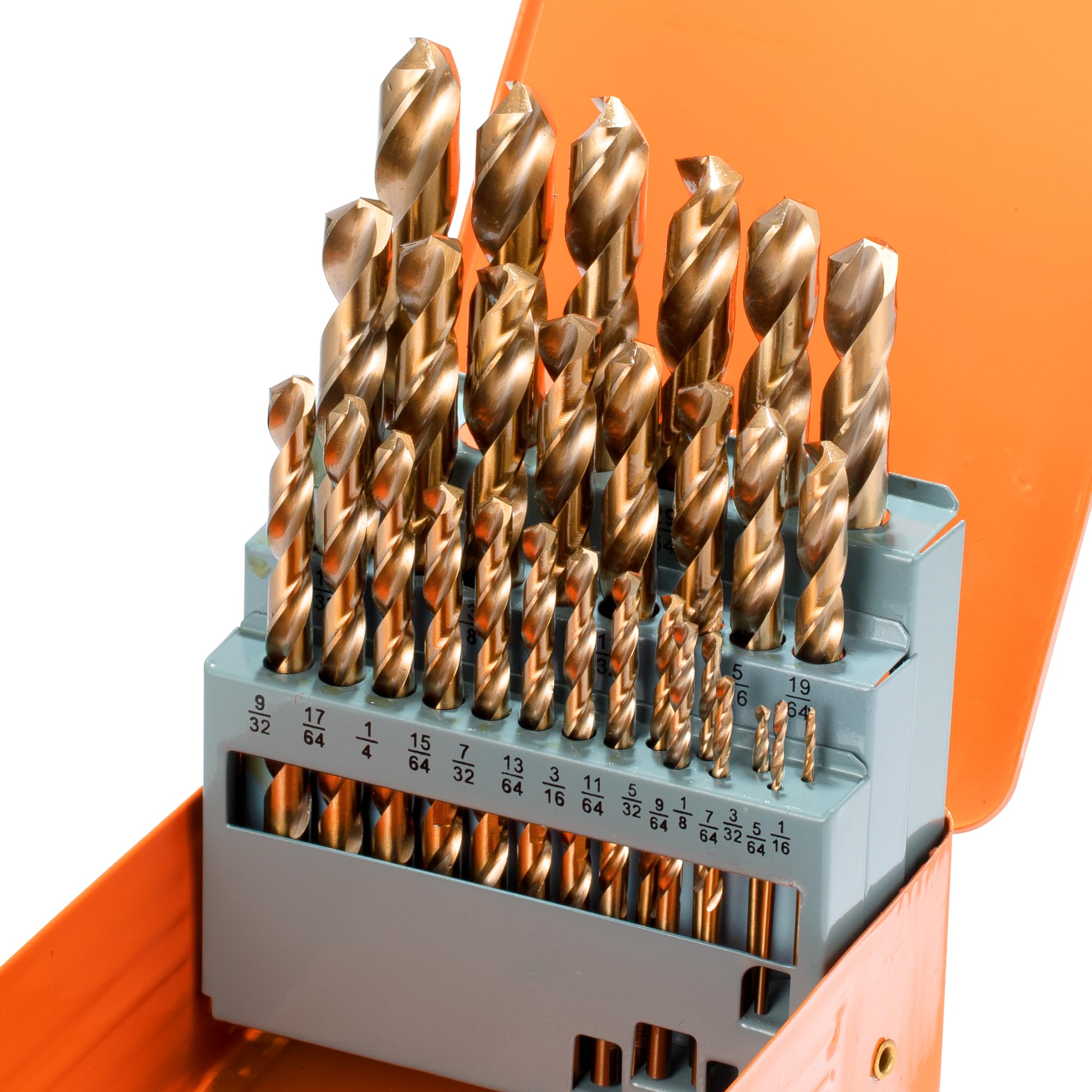 INTHEEND 29Pcs M35 Cobalt Drill Bit Set, 135 Degree Tip M35 High Speed Steel Jobber Drill Bit for Hard Metal, Stainless Steel, Wood and Plastic, with