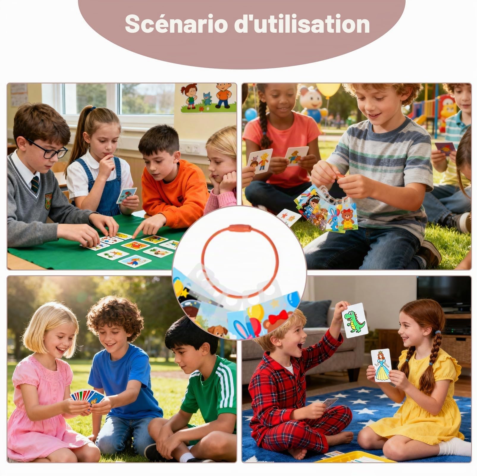 Porte-Cartes avec 100 Languettes Autocollantes et 10 Anneaux Métalliques, Compatible avec Porte-Cartes de Chariot Yoto, Organisateur de Voyage pour Enfants, Compatible avec Accessoires Yoto
