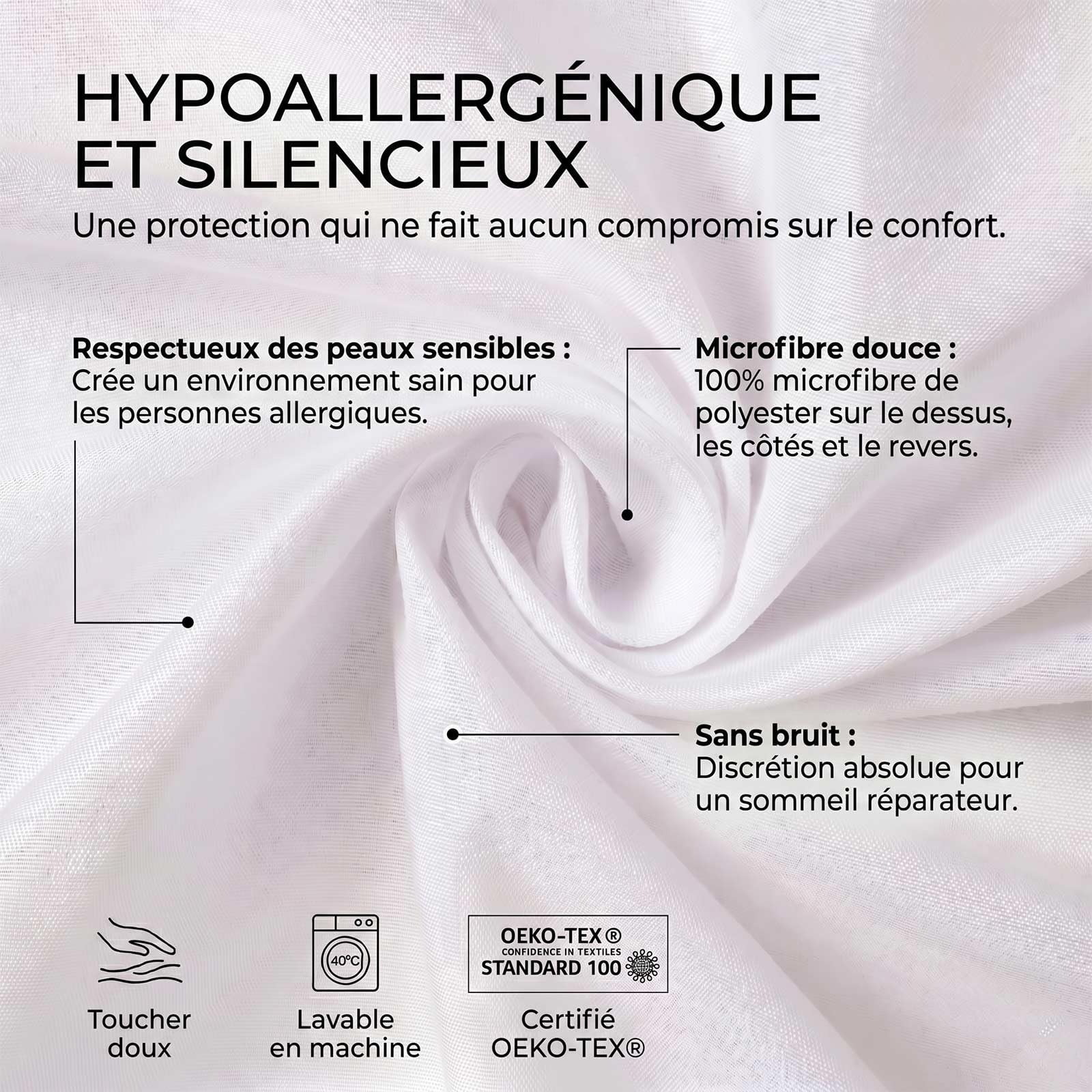 HOMESCAPES Housse de Matelas 160x200 cm avec Fermeture éclair - Protège Matelas imperméable hypoallergénique, Anti acariens et Lavable en Machine - Bonnet 40 cm