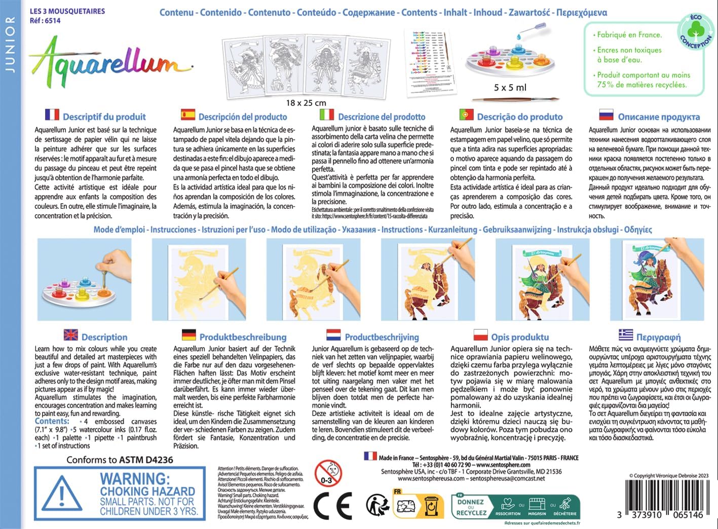 Sentosphre Aquarellum Junior Watercolor Paints The 3 Musketeers