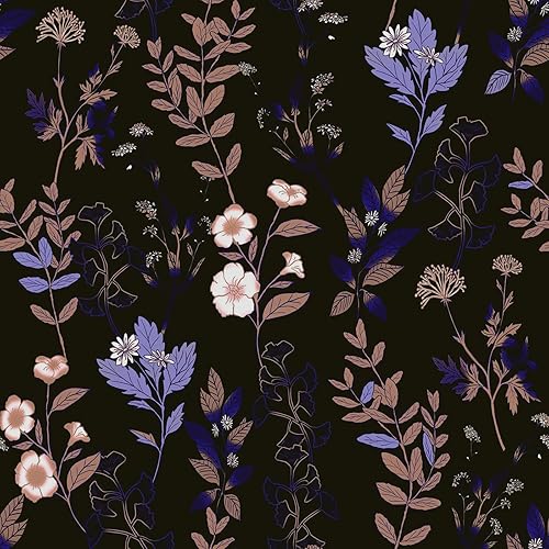 Miniatura 27 de Papel tapiz vintage para despegar y pegar, papel tapiz floral negro y blanco, papel de contacto con hojas vintage, impermeable, autoadhesivo para