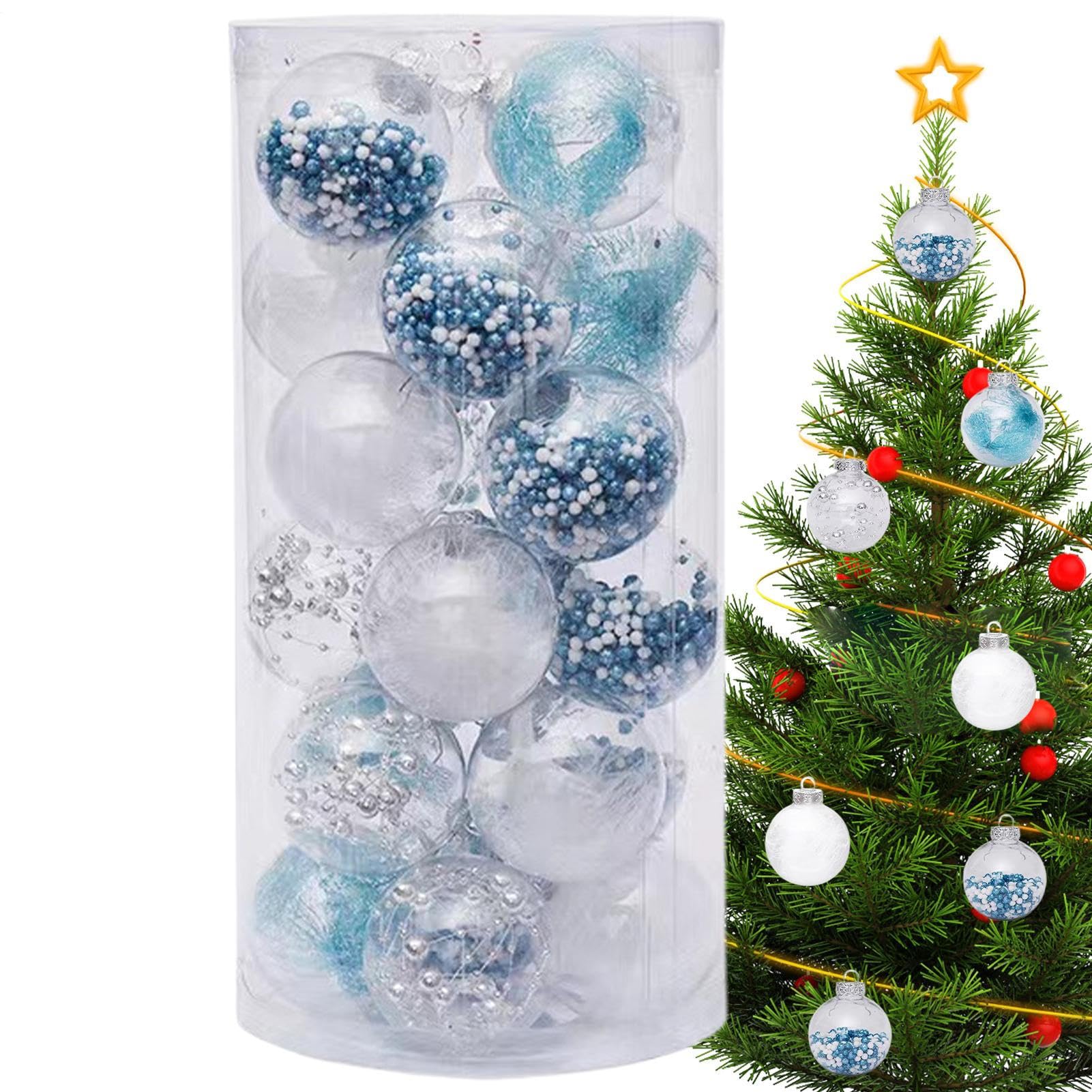 Boules de Noël transparentes lot de 24 ornements à suspendre pour sapin