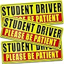 Sukh Student Driver Magnet for Car - Be Patient Student Driver Magnet New Student Driver Sticker Safety Warning Reflective Signs Reusable Movable 3 Pcs