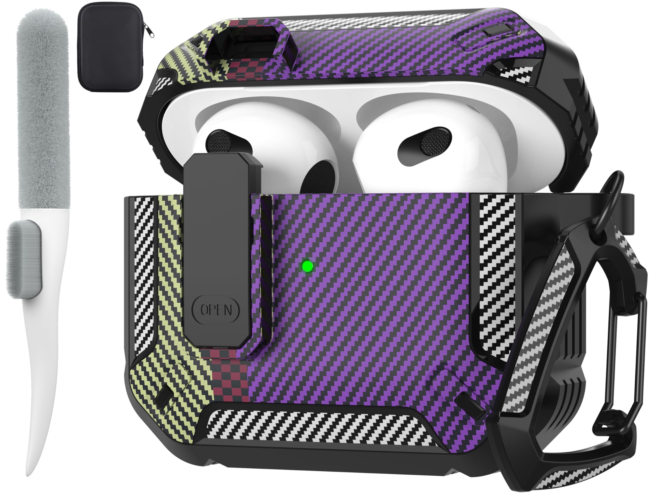 Maxjoy for AirPods 3rd Generation Case, AirPods 3 Case Cover with Lock AirPod3 Generation Protective Cases Gen3 Shockproof Cover with Keychain