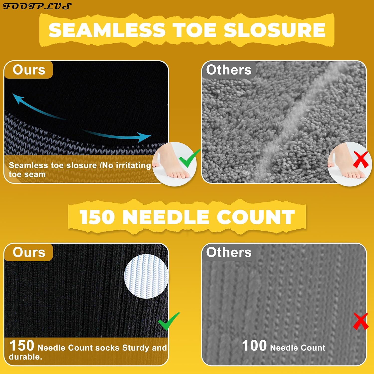 FOOTPLUS Copper Compression Socks,Unisex Cushioned Sole Arch Support Athletic Ankle/Crew Running Hiking Socks - Image 5