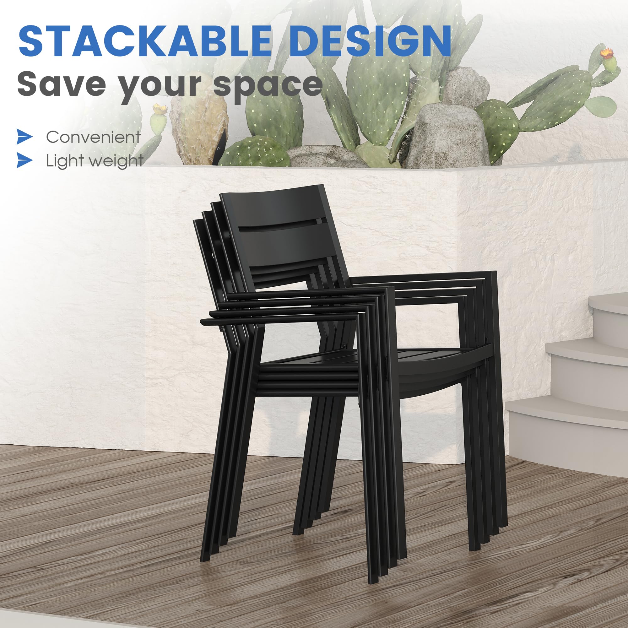 Snapklik.com : Stackable Patio Chairs Set Of 8, Metal Outdoor Chair Set ...