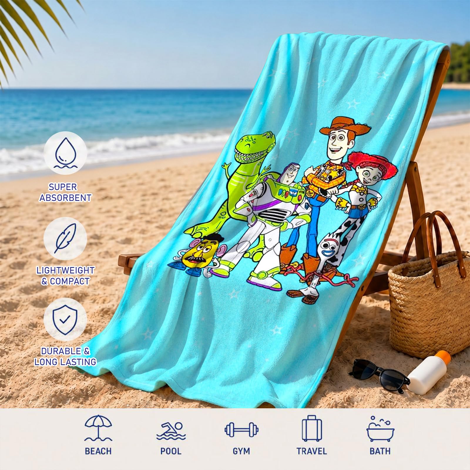 ⭐︎TMK⭐︎ ビーチタオル2枚セット Amazon｜Toy Story バスプール ビーチタオルセット - 27インチ x 54