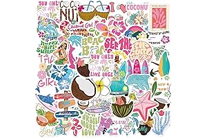 Cute Coconut Girl Stickers 50-Pack: Versatile Decorations for Multiple Surfaces