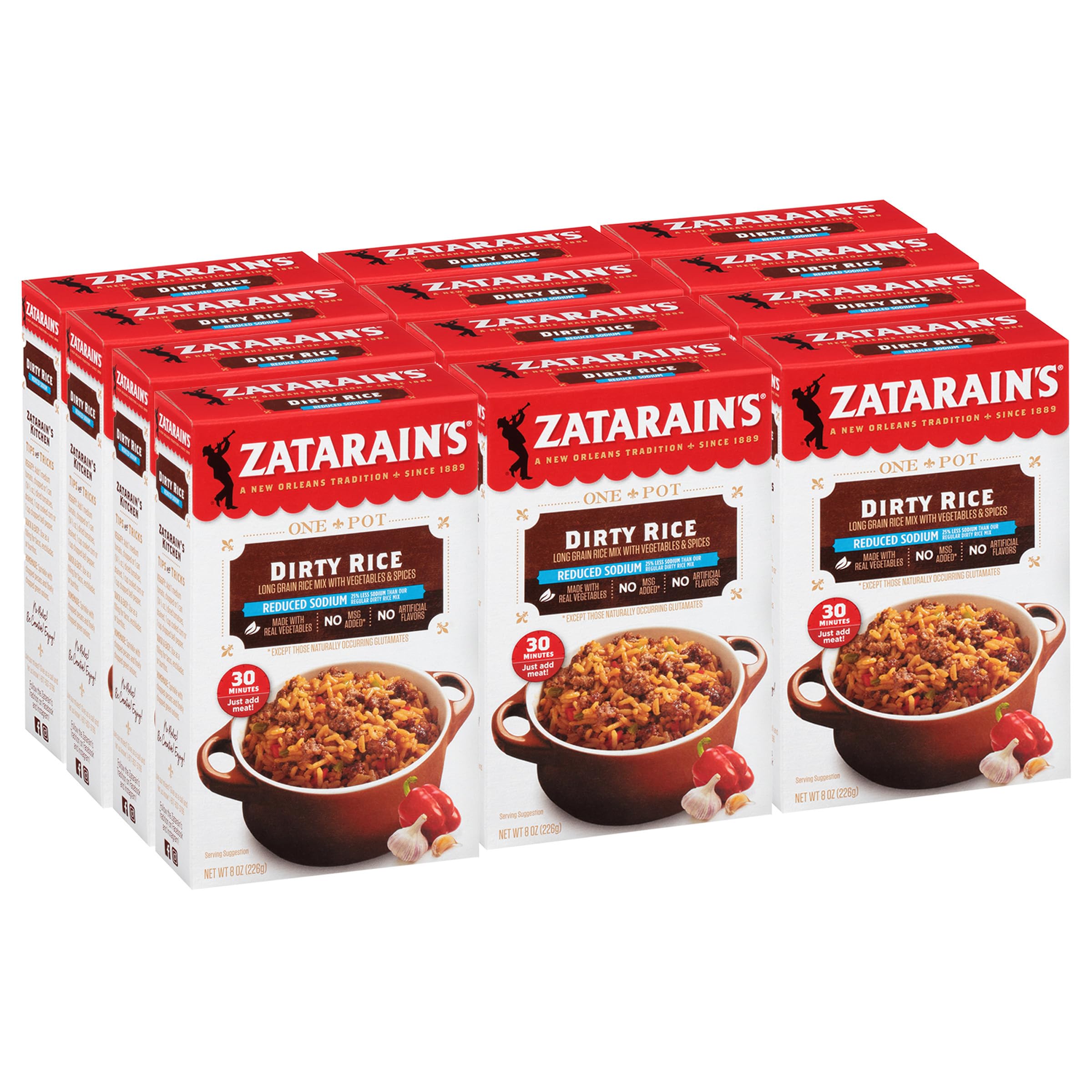 Zatarain's Reduced Sodium Dirty Rice, 8 oz (Pack of 12)