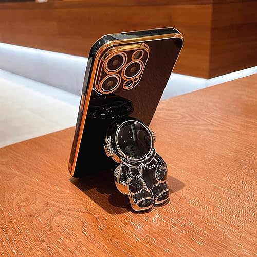 Miniatura 4 de MGQILING Compatible con iPhone 13 Pro Max de 67 pulgadas chapado en 6D funda de soporte oculto para astronauta bonito soporte y funda chapada para