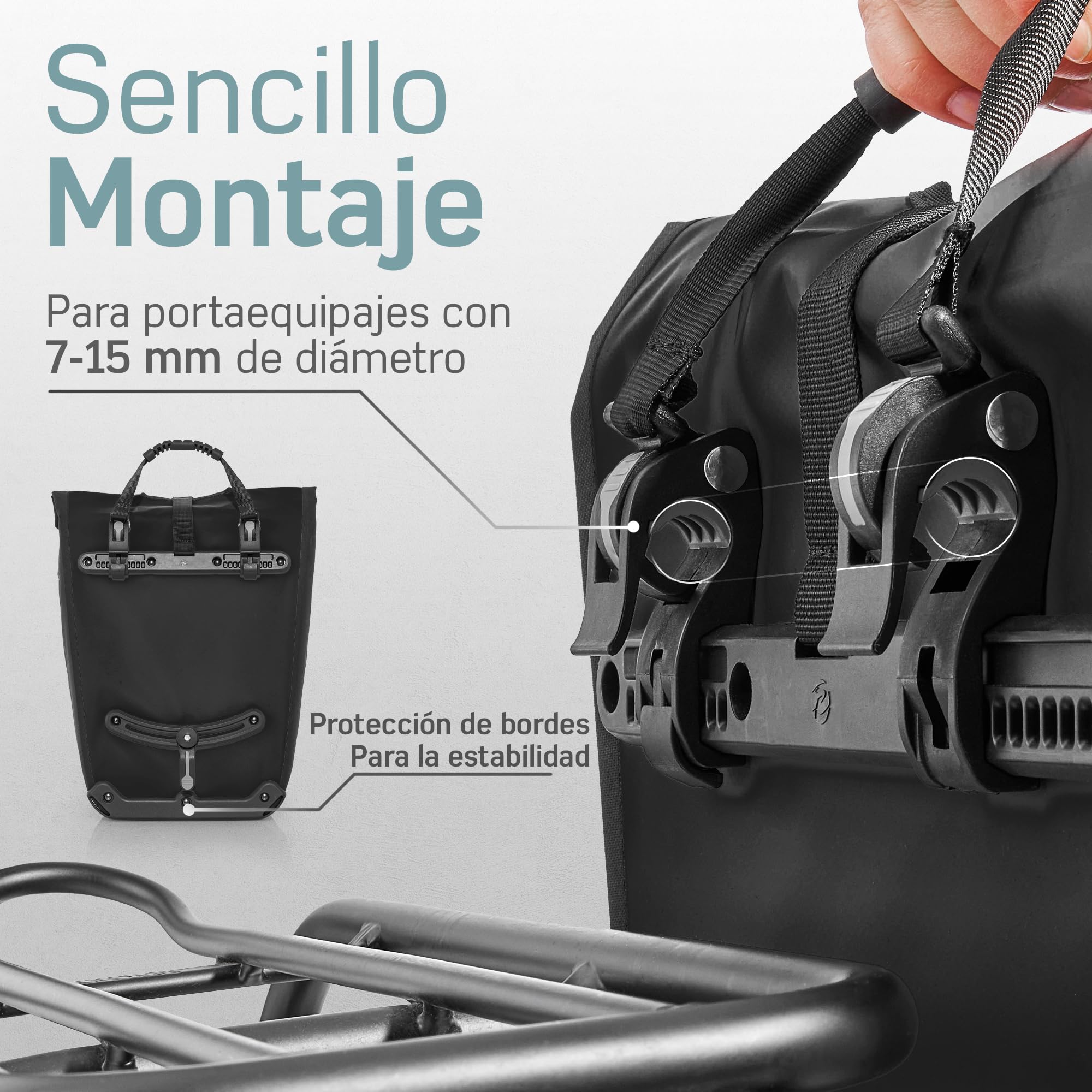Borgen Bolsa de Compra para portaequipajes con Inserto refrigerante extraíble – Puede Utilizarse como Bolsa alforja, para Bicicleta, de Transporte 23 litros