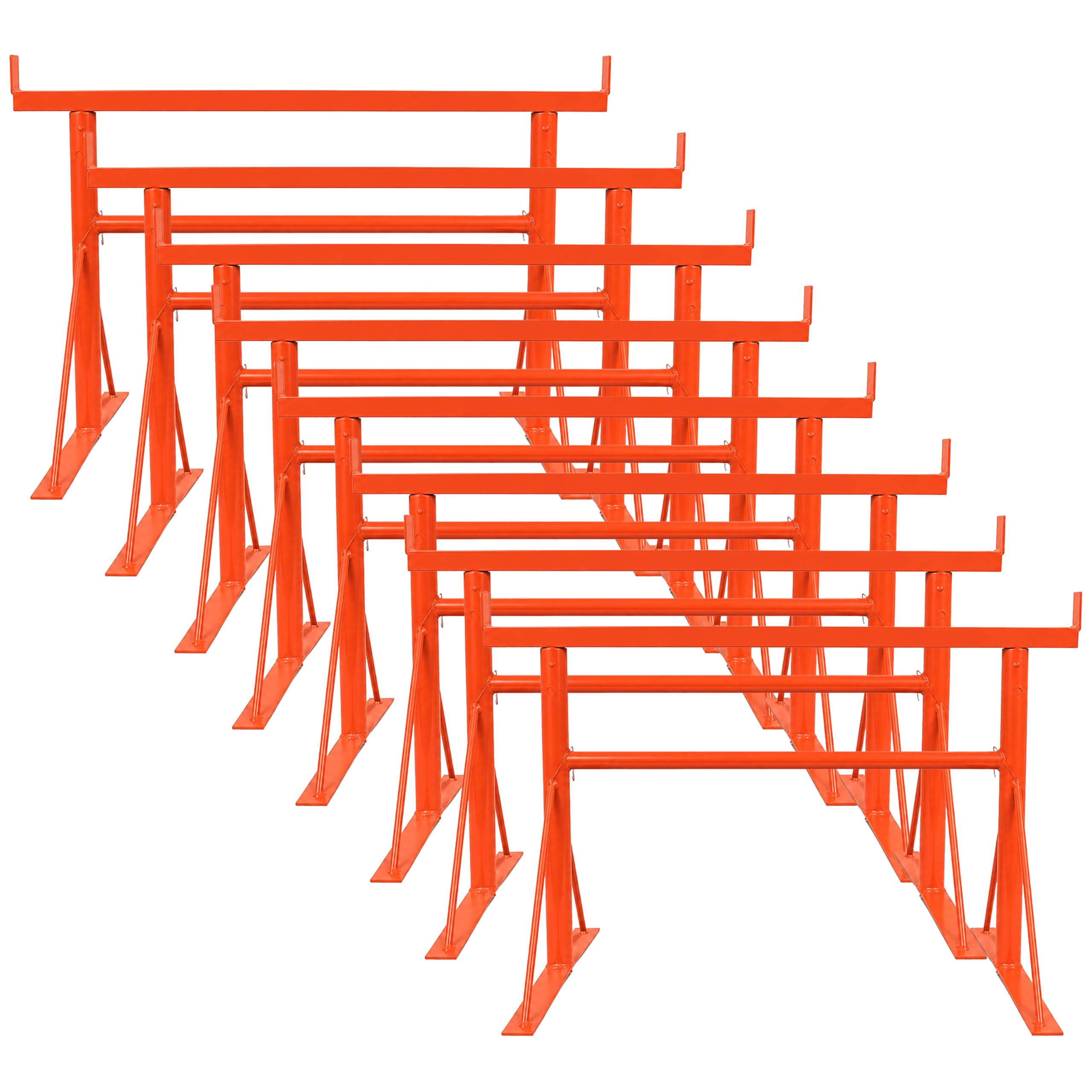 8X Size.2 Adjustable Steel Trestle Stands 0.77m-1.20m, Heavy Duty Folding Sawhorse Workbench Support Frame for Woodworking Construction Garage