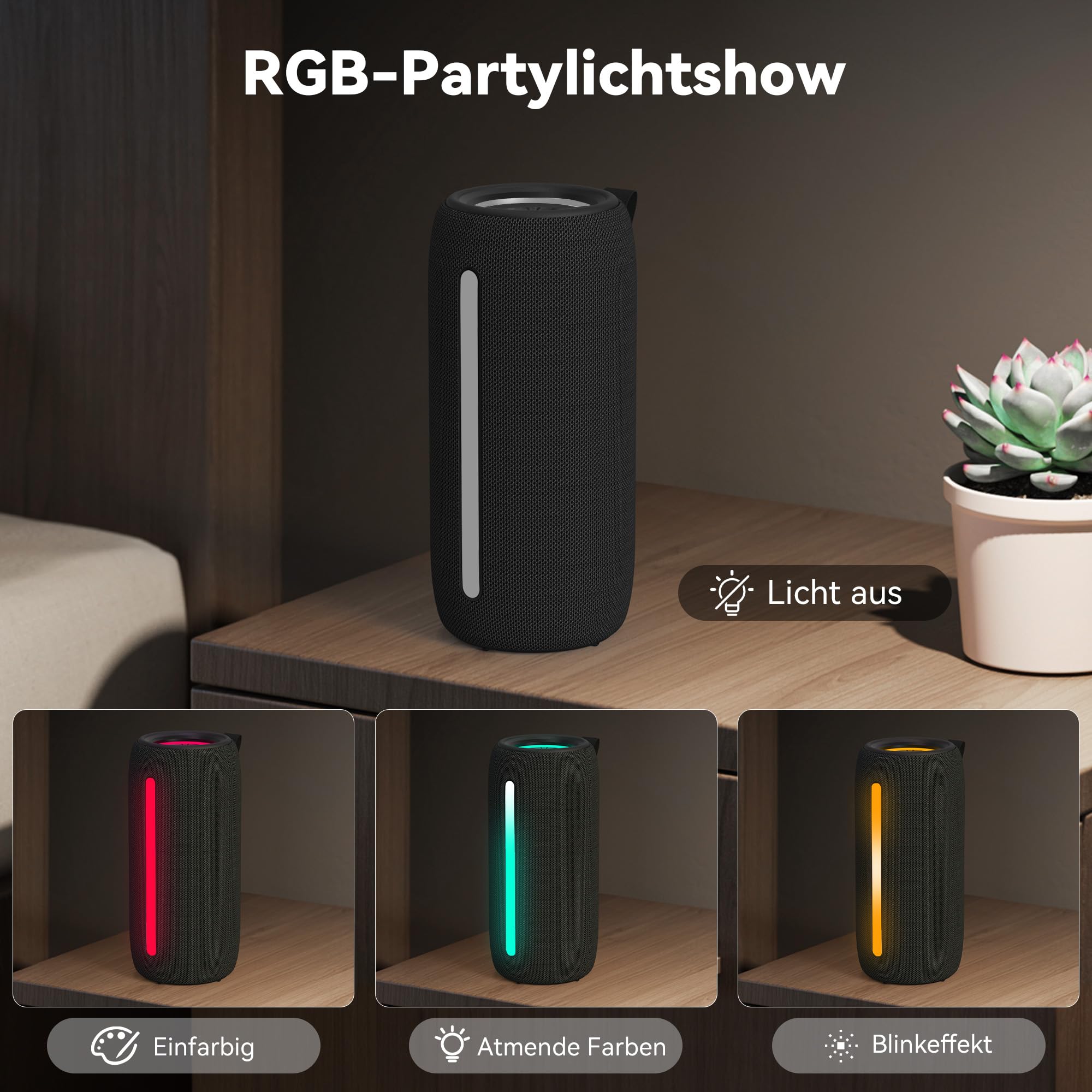 oraolo Cassa Bluetooth Altoparlante Portatile Wireless | Suono Stereo 24W Luci RGB Bluetooth 5.4 Supporto AUX/TF Card Impermeabile IPX6 per Esterno Adatto per Feste